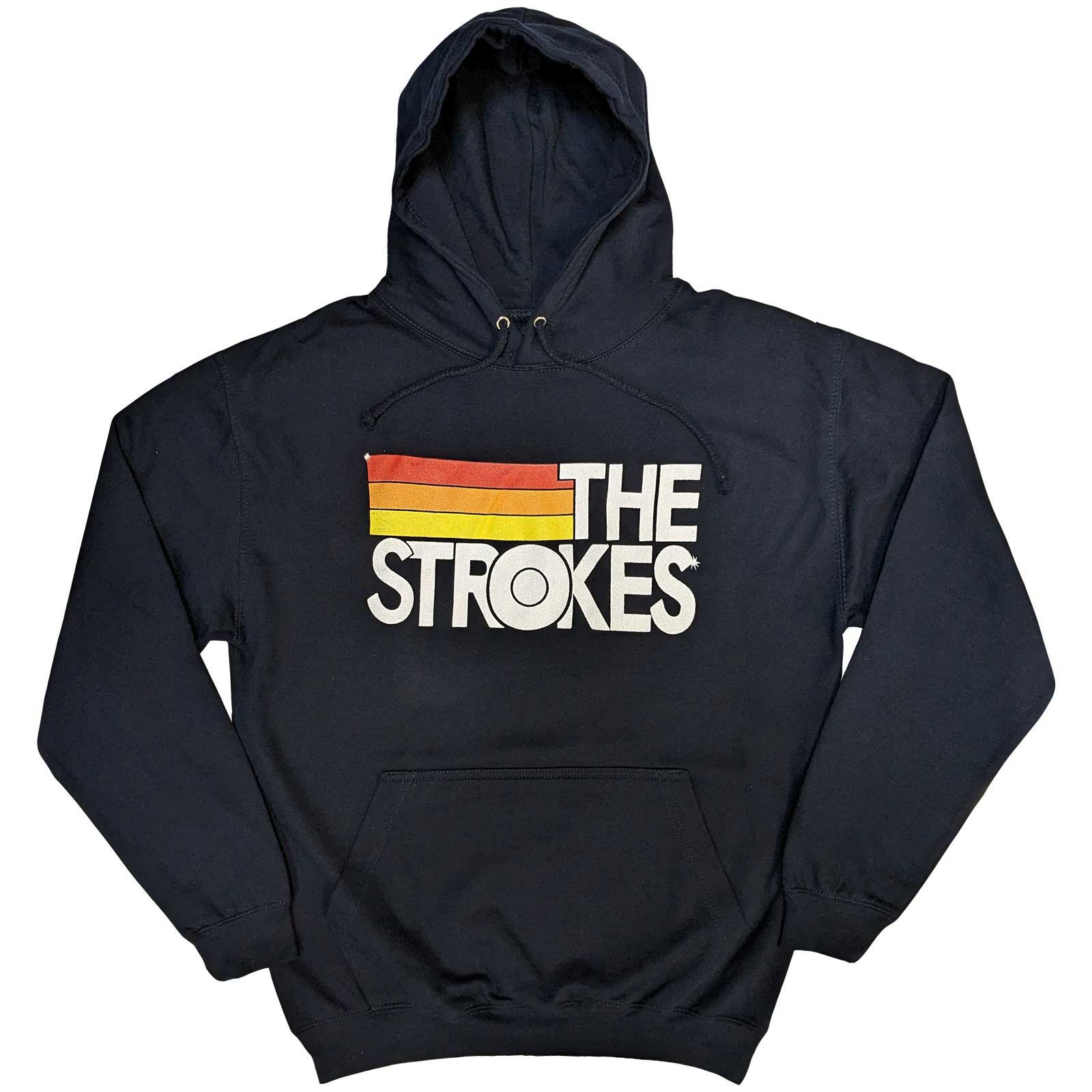 Hoodie - Strokes Logo and Stripes Navy Blue