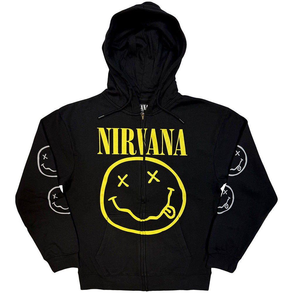 Hoodie - Nirvana Yellow Happy Face Zippered