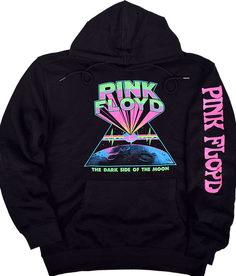 Hoodie - Pink Floyd Dark Side Blacklight Sleeve Printed Black