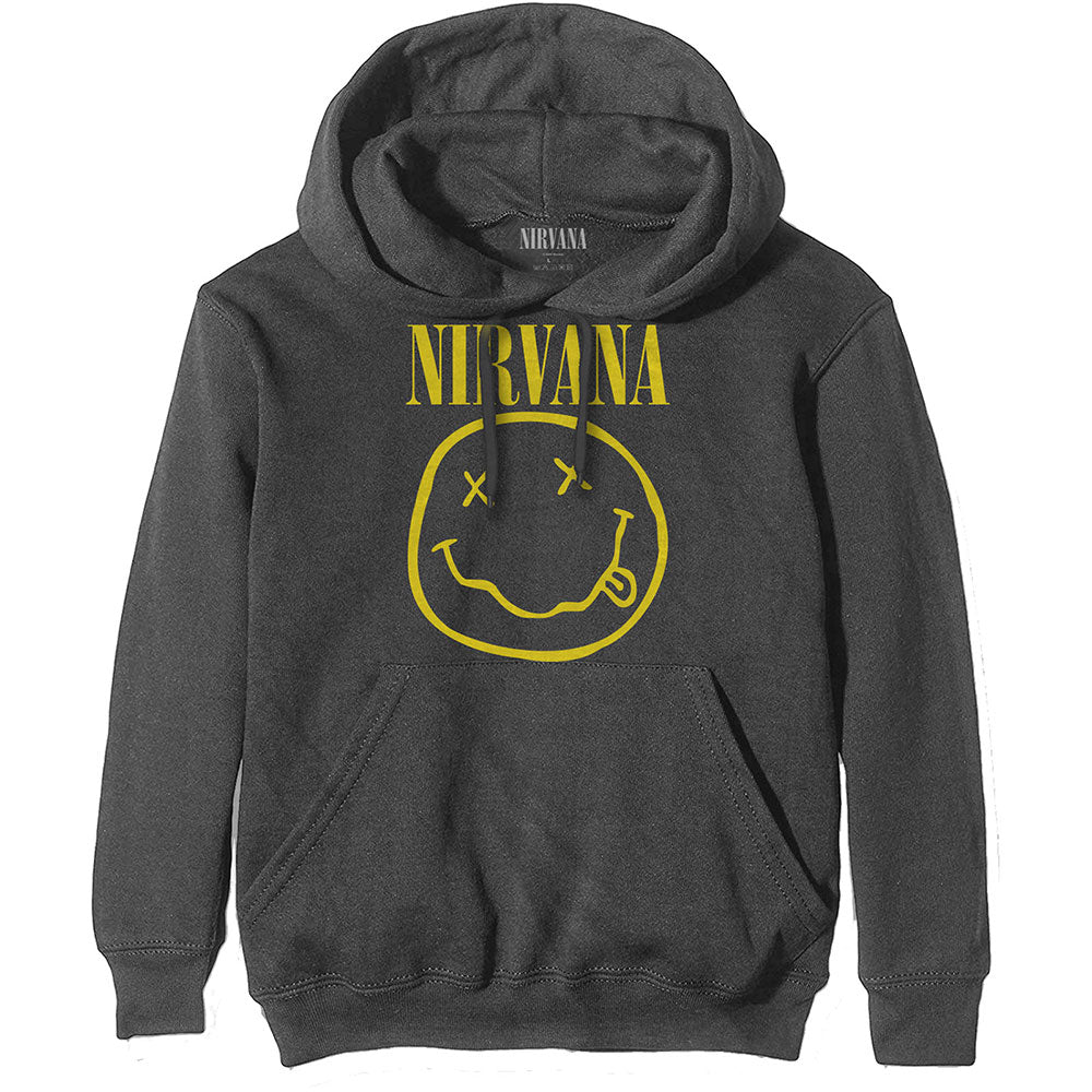 Hoodie - Nirvana Yellow Smiley Dark Grey